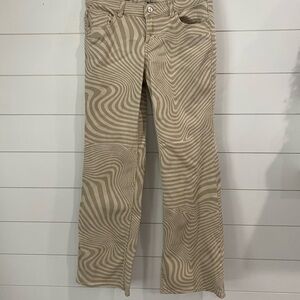 H&M Beige and White Striped Pants